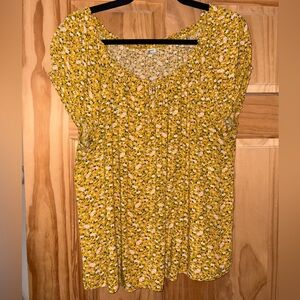 Old Navy Yellow Floral Blouse